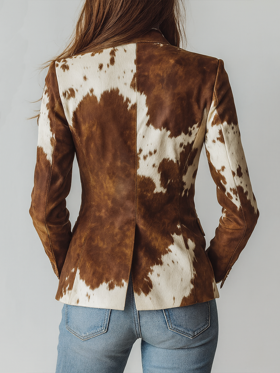 Agathe Vintage Cow Print Blazer