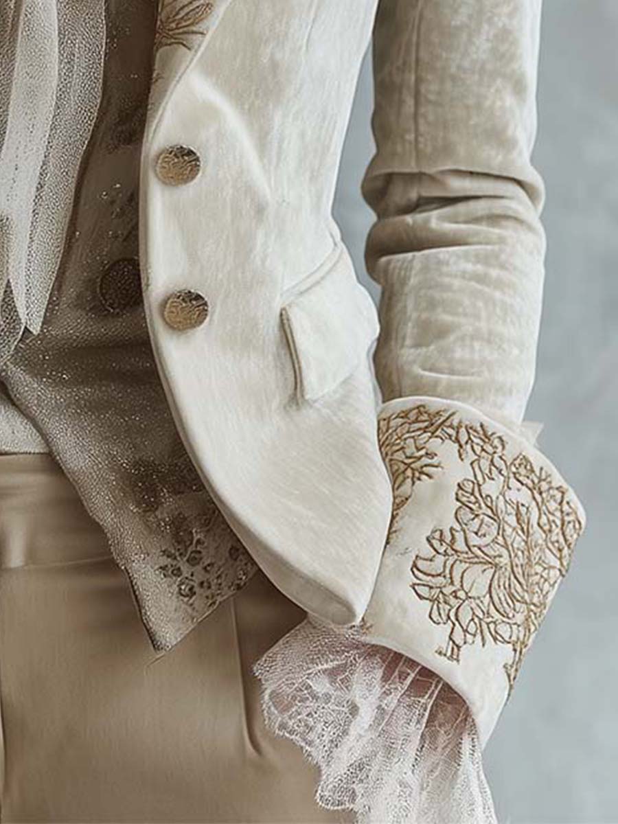 Constance Ivory Embroidered Tailored Blazer