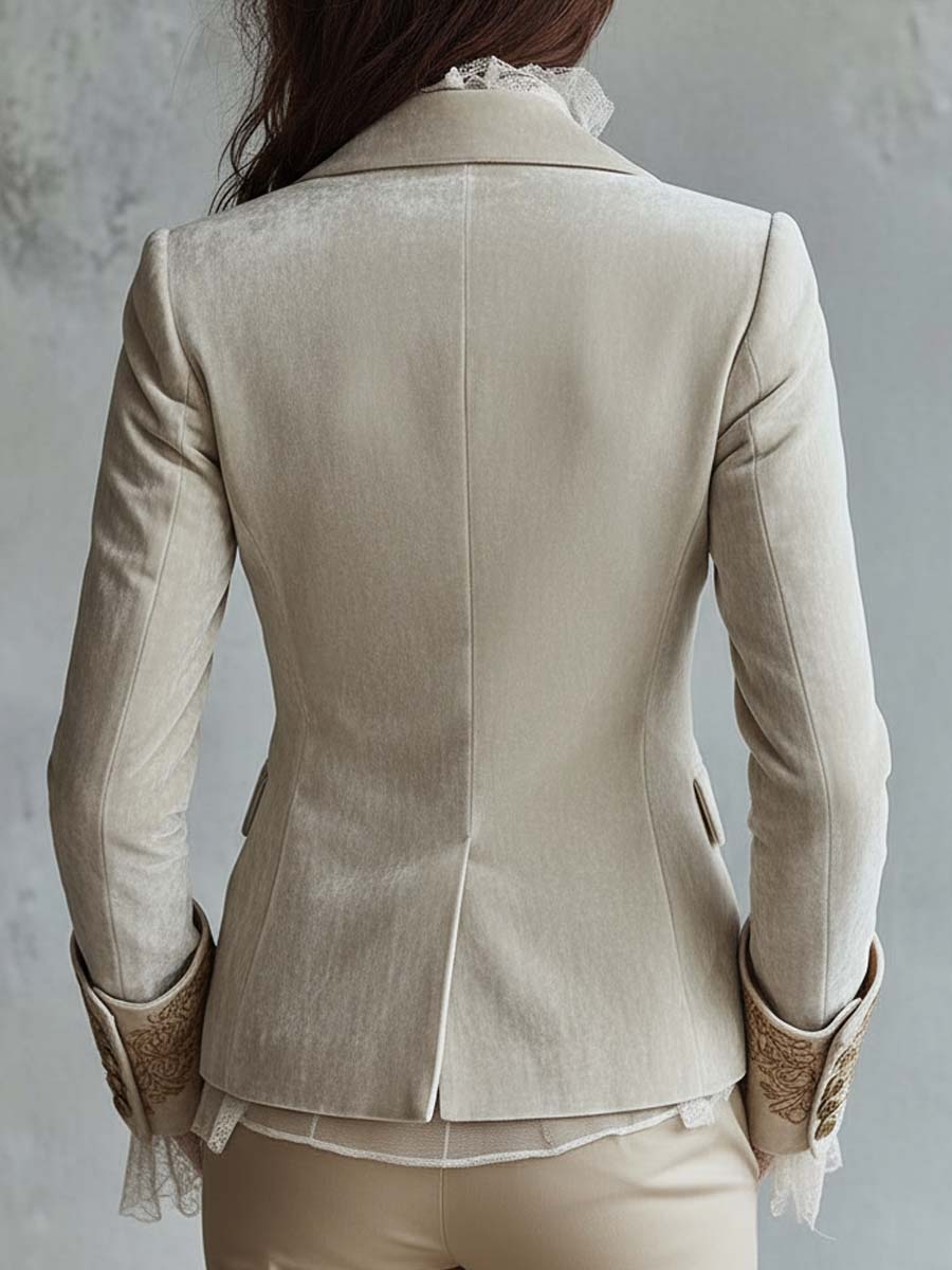 Constance Ivory Embroidered Tailored Blazer