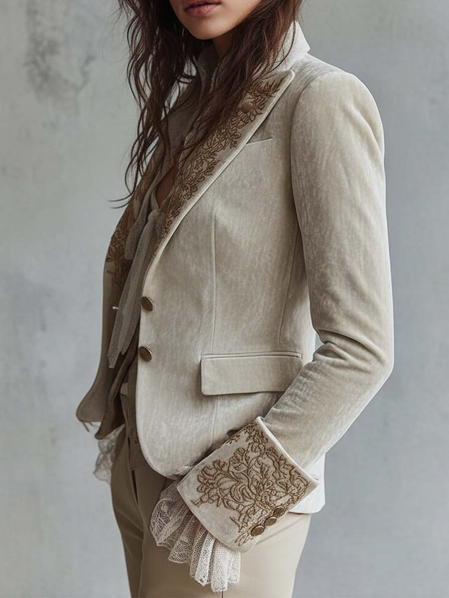 Constance Ivory Embroidered Tailored Blazer
