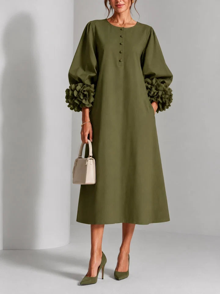LILIANA | ROBE MIDI ÉLÉGANTE À MOTIF FLORAL