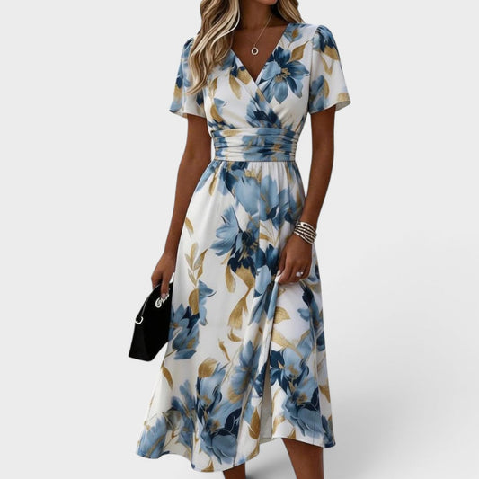 Elena | Floral Wrap Midi Dress