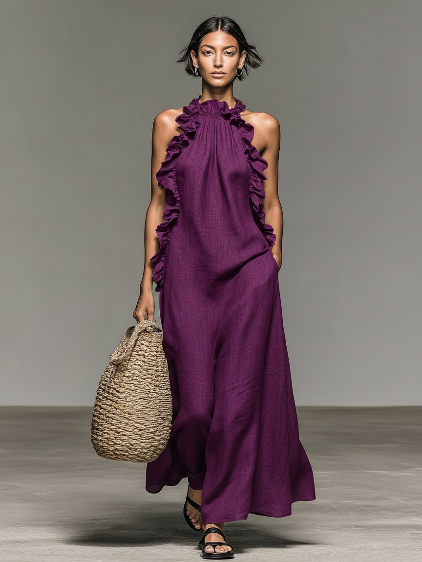Gladys | Robe longue avec poches pour femme