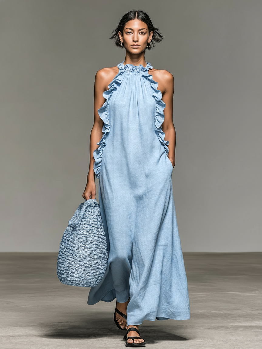 Gladys | Robe longue avec poches pour femme