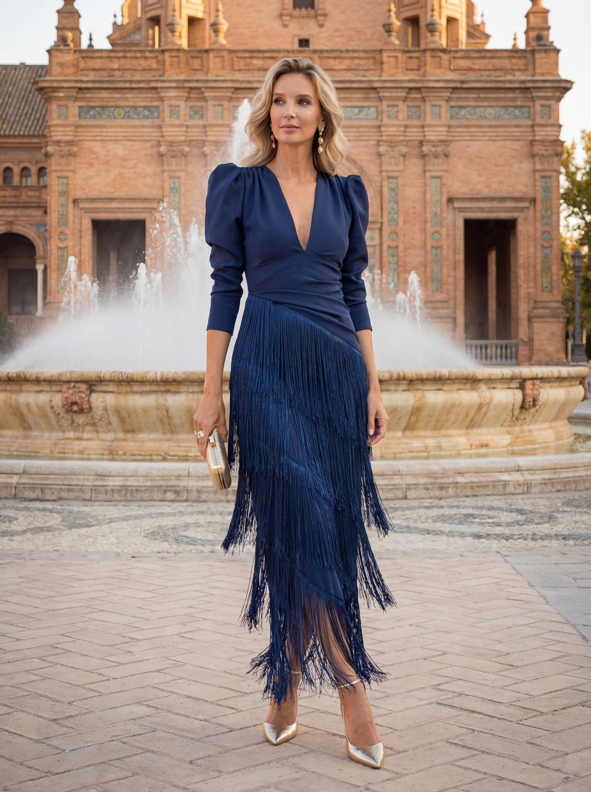 Elegant Fringe Flared Dress