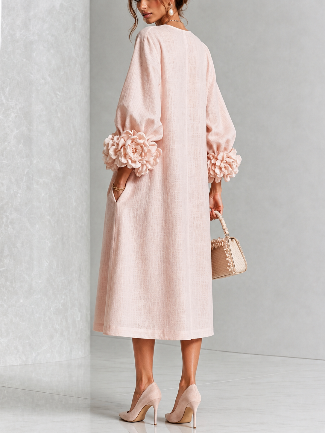 LILIANA | ROBE MIDI ÉLÉGANTE À MOTIF FLORAL