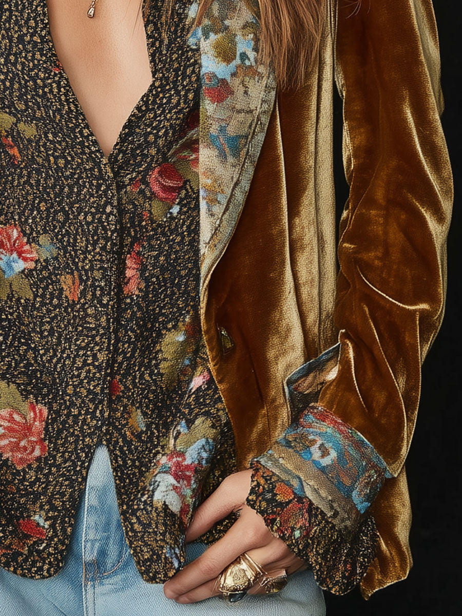 Marcelline Vintage Floral Patchwork Blazer