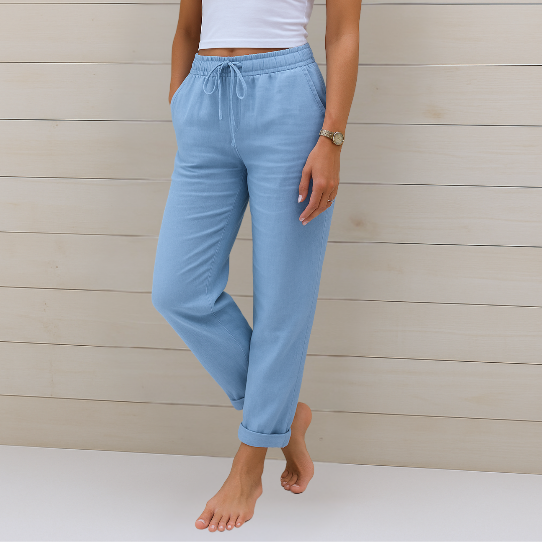 Maja - Pantalons extensibles en lin respirant de qualité supérieure