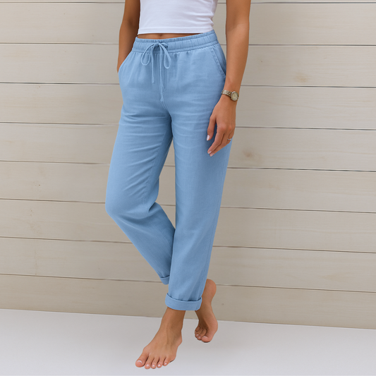 Maja - Pantalons extensibles en lin respirant de qualité supérieure