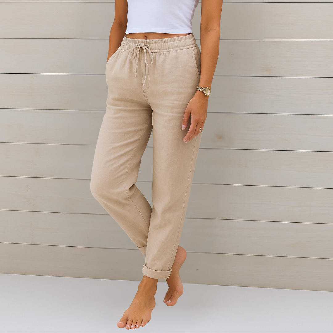 Maja - Pantalons extensibles en lin respirant de qualité supérieure