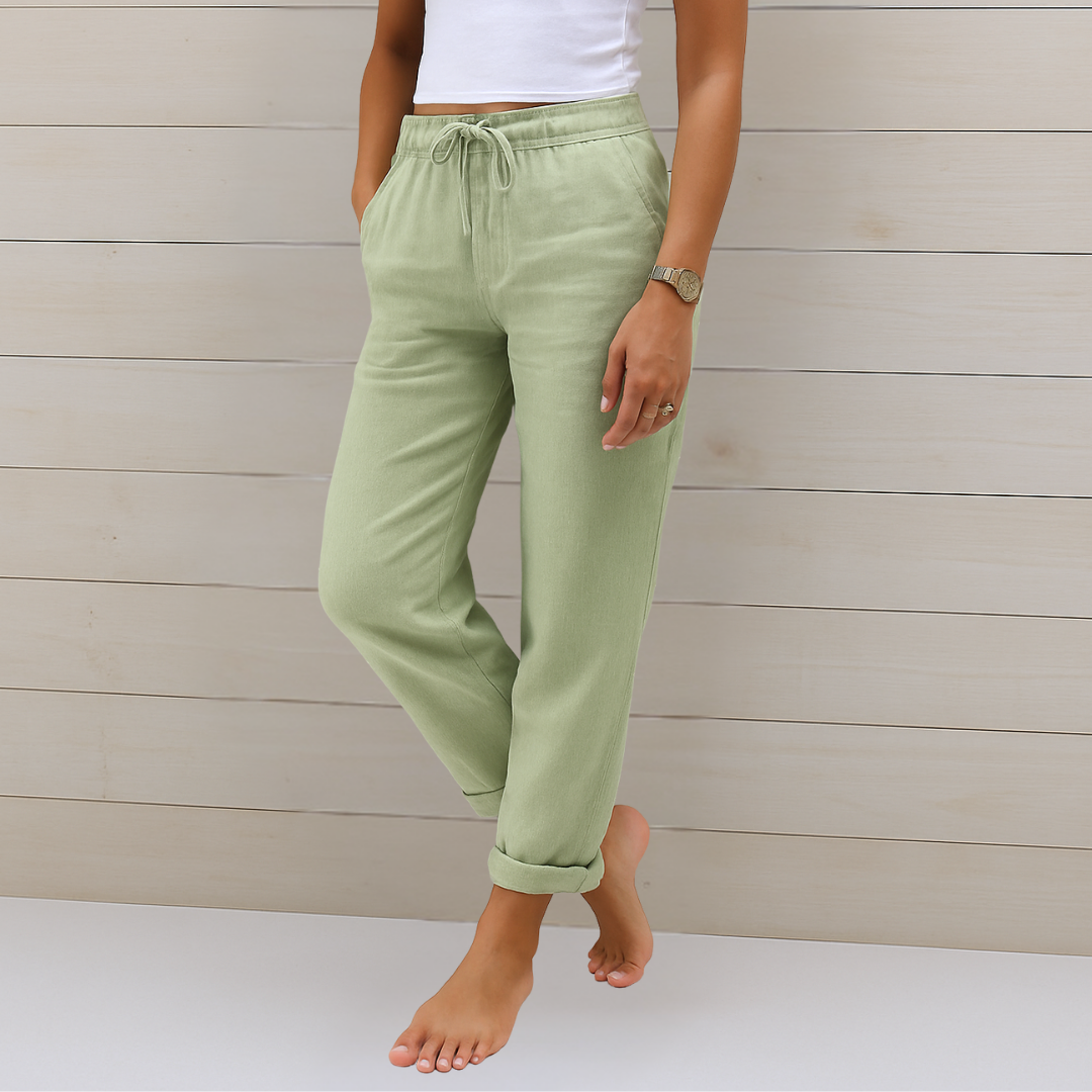 Maja - Pantalons extensibles en lin respirant de qualité supérieure