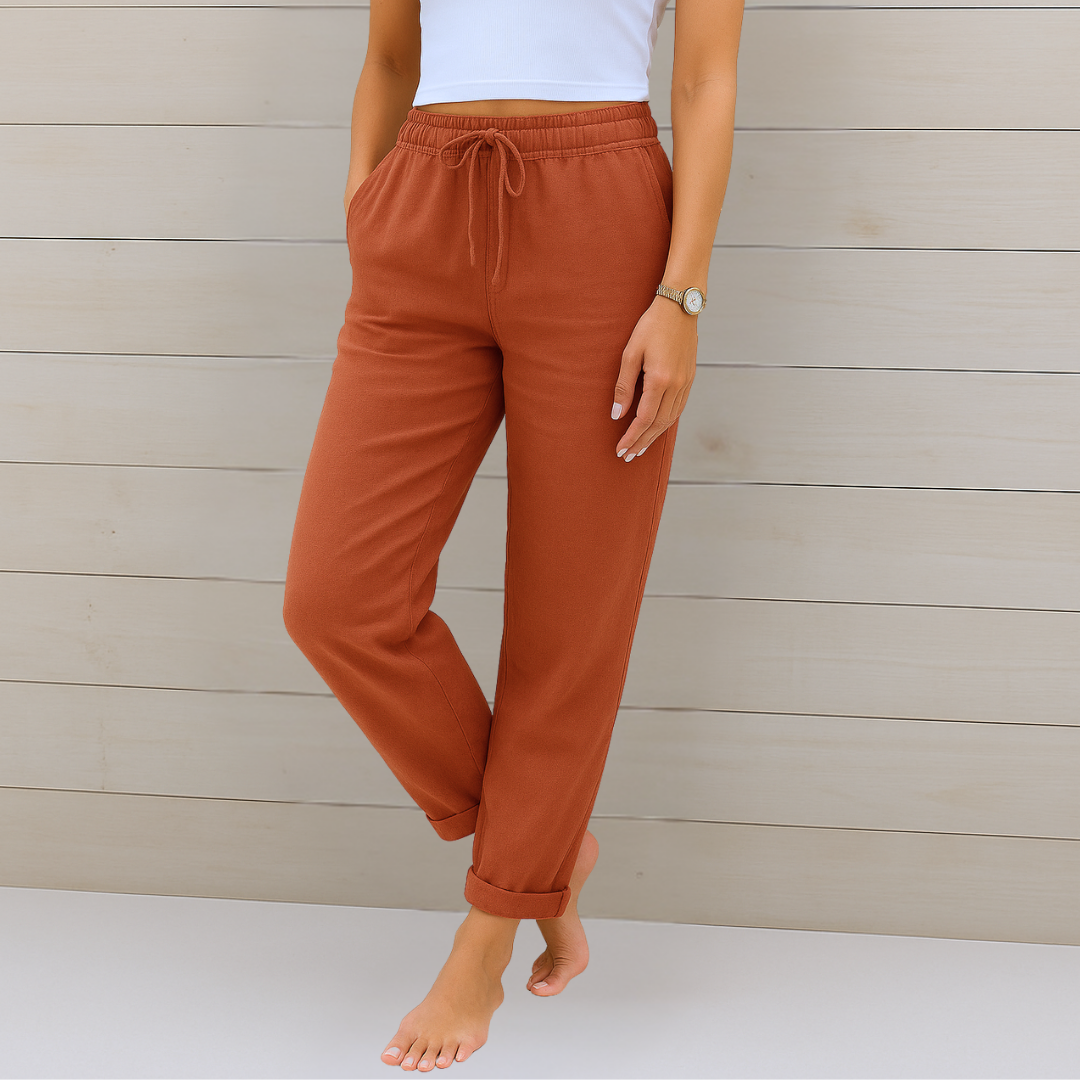 Maja - Pantalons extensibles en lin respirant de qualité supérieure