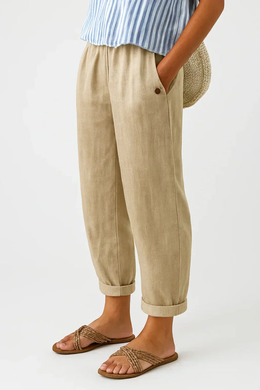 Édith - Pantalon léger élégant en lin et coton
