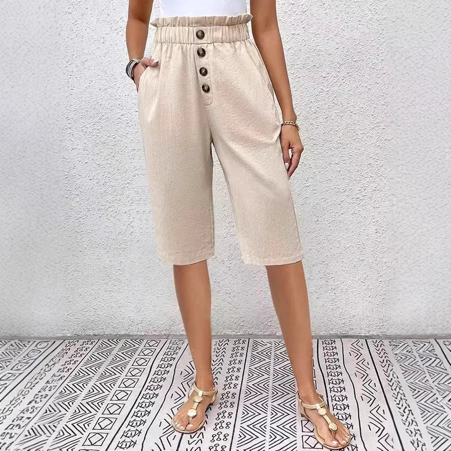 Éloane Buttoned Linen-Cotton Bermuda Shorts