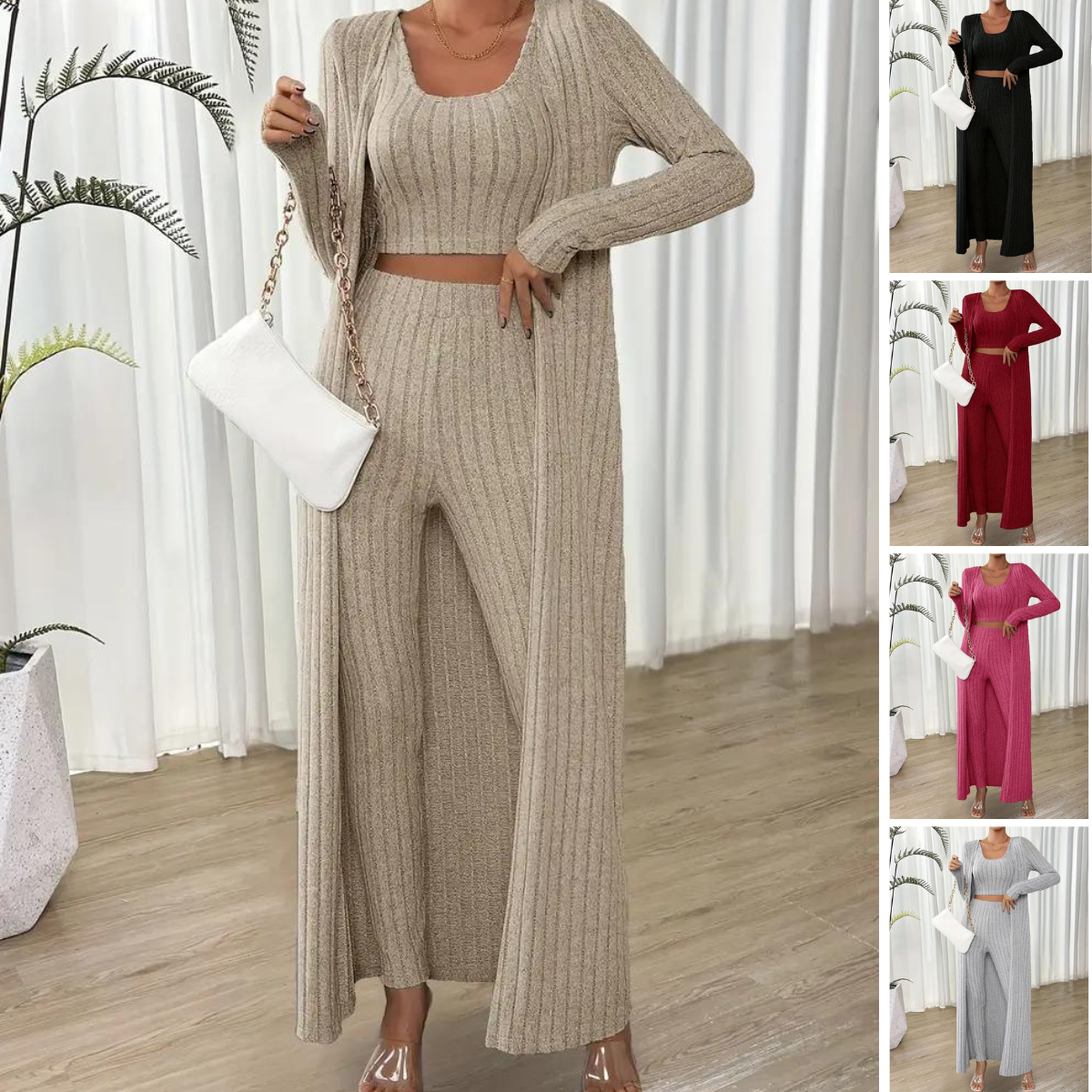 Solène Chic Ribbed Set