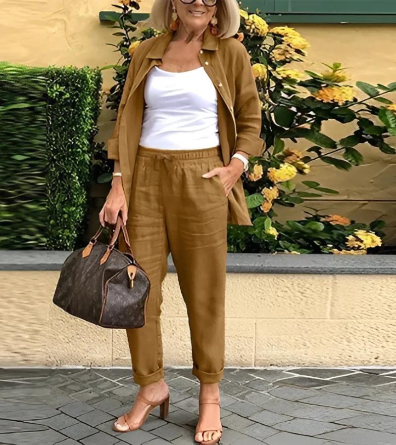 Martina Linen-Cotton Shirt & Pants Set