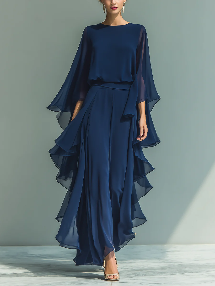 Aurora | Ensemble Élégant en Chiffon à Volants