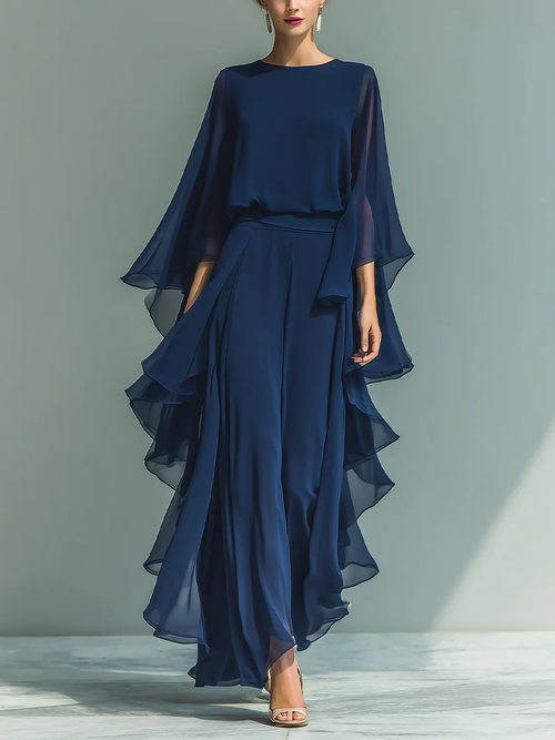 Aurora Elegant Ruffled Chiffon Set