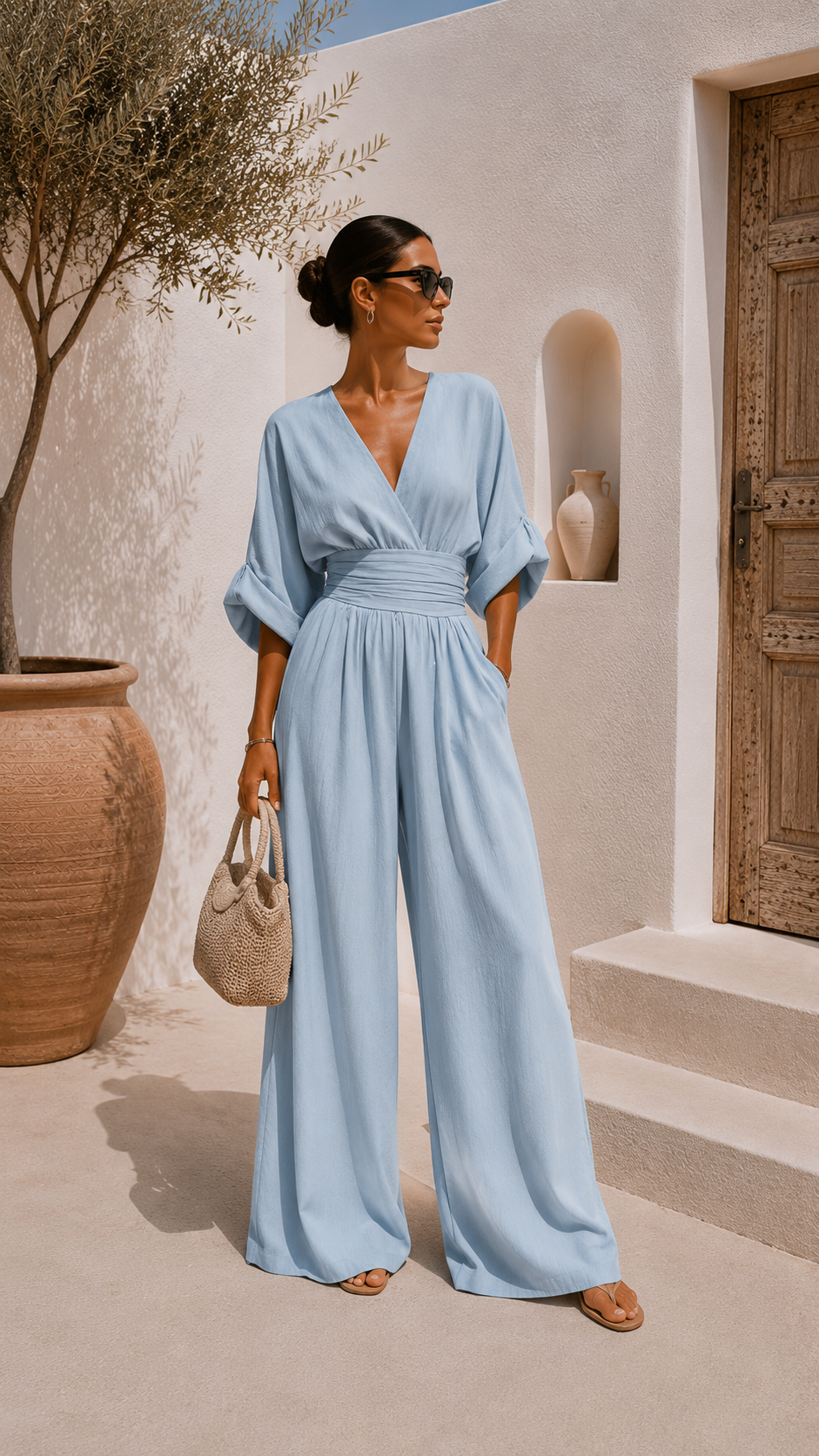 Valeria | Robe longue en mousseline à décolleté en V