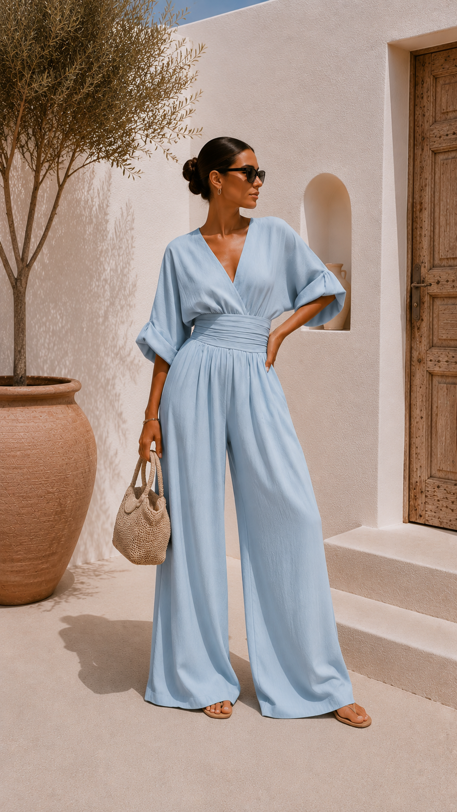 Valeria | Robe longue en mousseline à décolleté en V