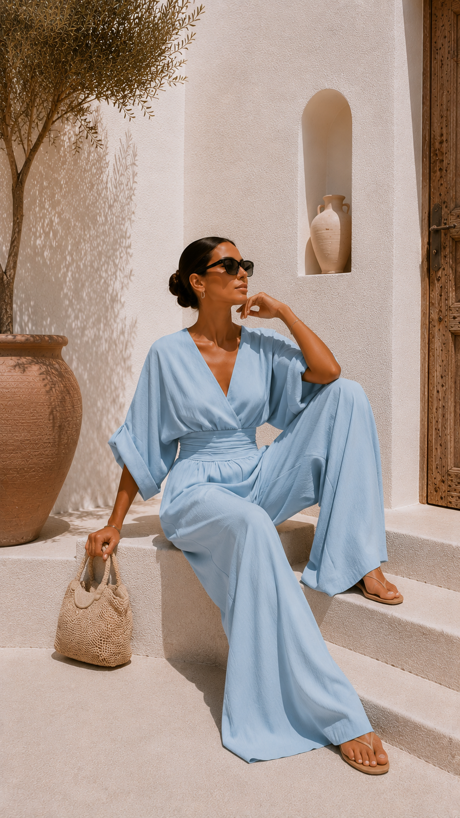 Valeria | Robe longue en mousseline à décolleté en V
