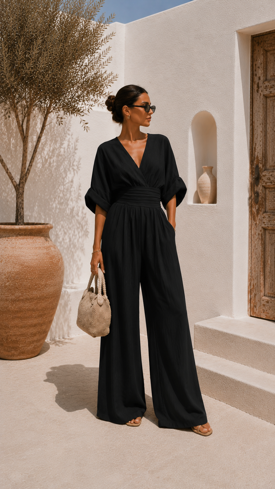 Valeria | Robe longue en mousseline à décolleté en V