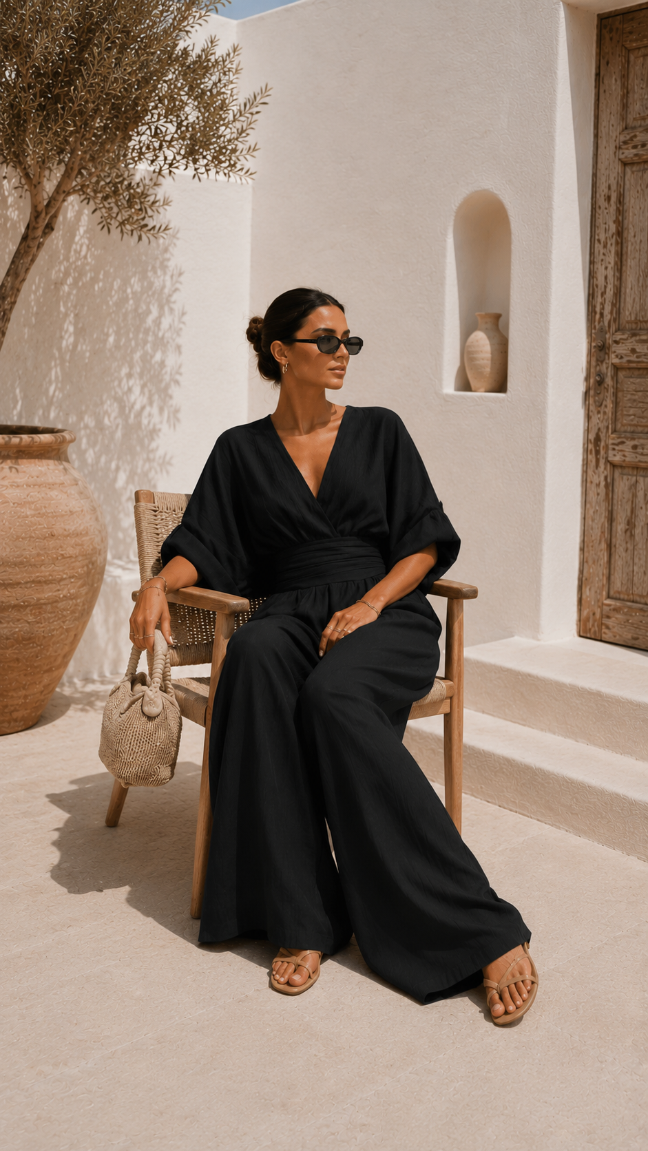 Valeria | Robe longue en mousseline à décolleté en V