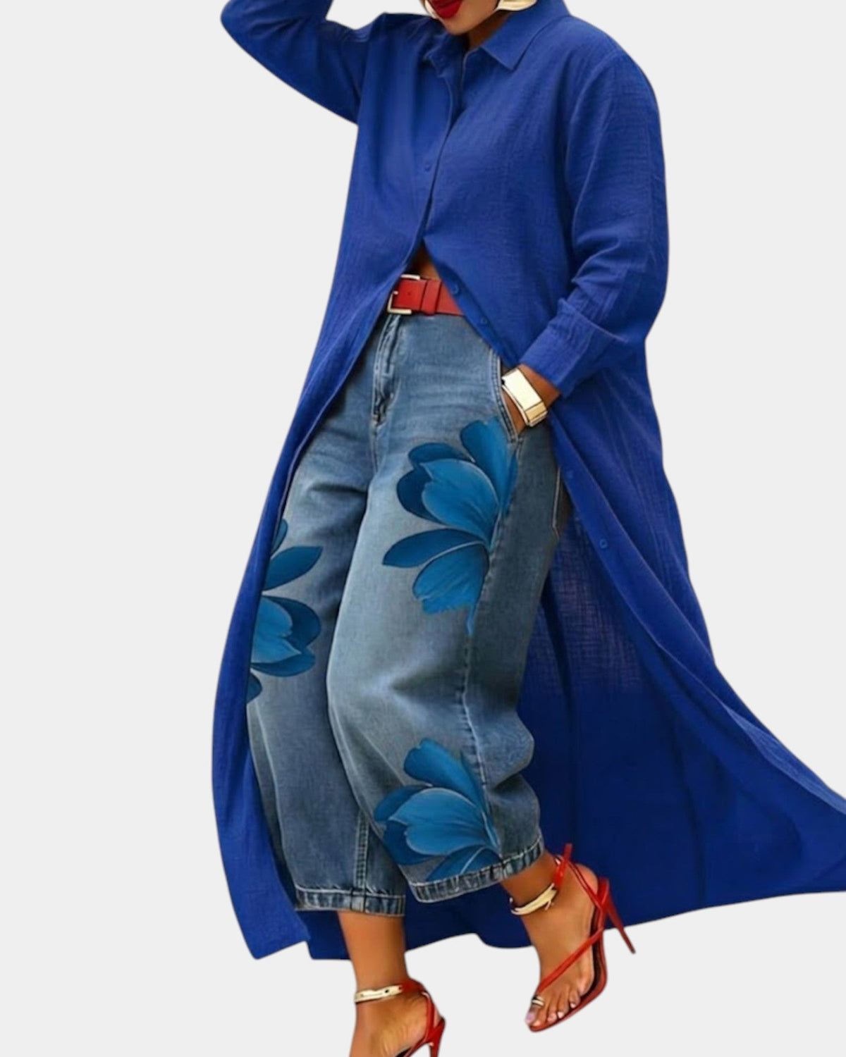 Céliane Shirt Dress & Wide-Leg Jeans Set