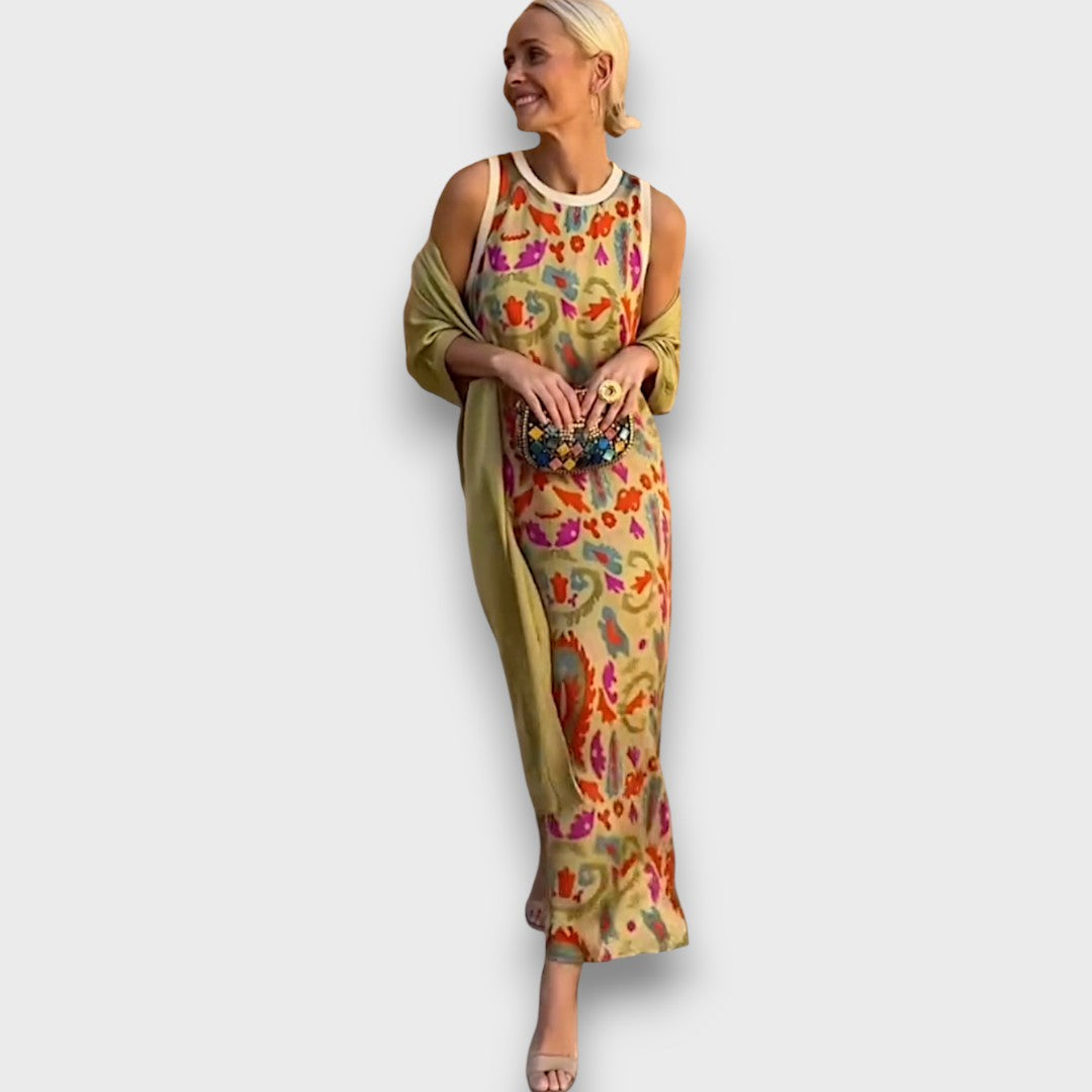 Elveria - Robe longue avec cardigan