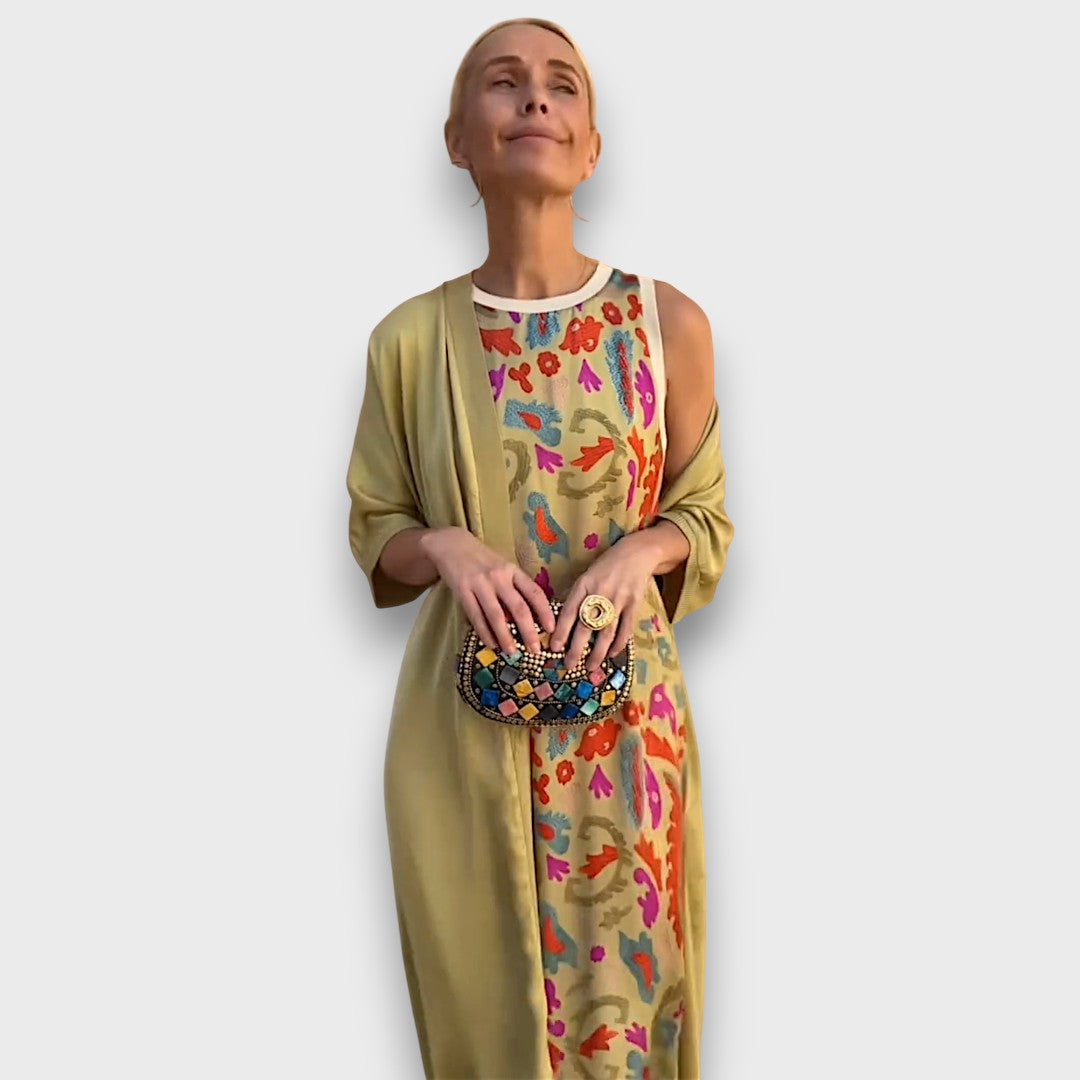 Elveria - Robe longue avec cardigan