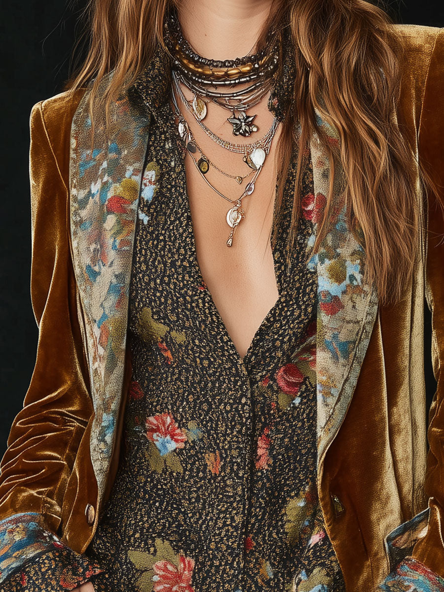 Marcelline Vintage Floral Patchwork Blazer