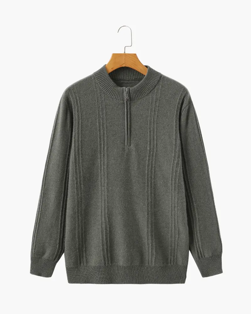 100% Cashmere Ribbed Half-Zip