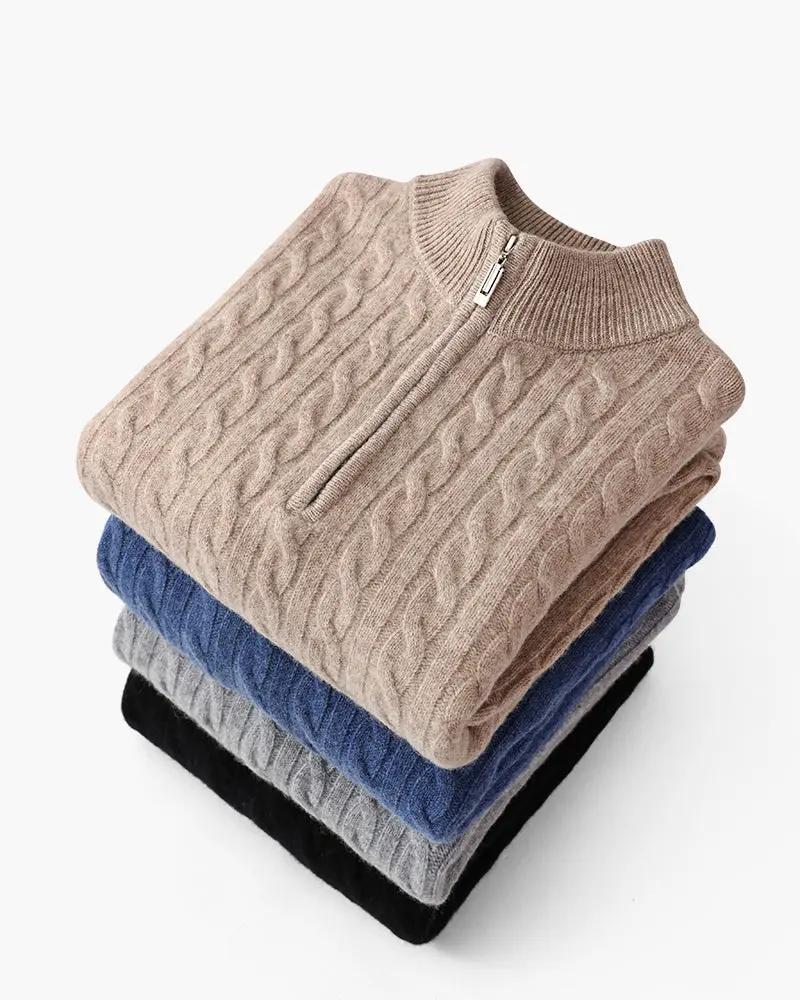 100% Woven Cashmere Half-Zip