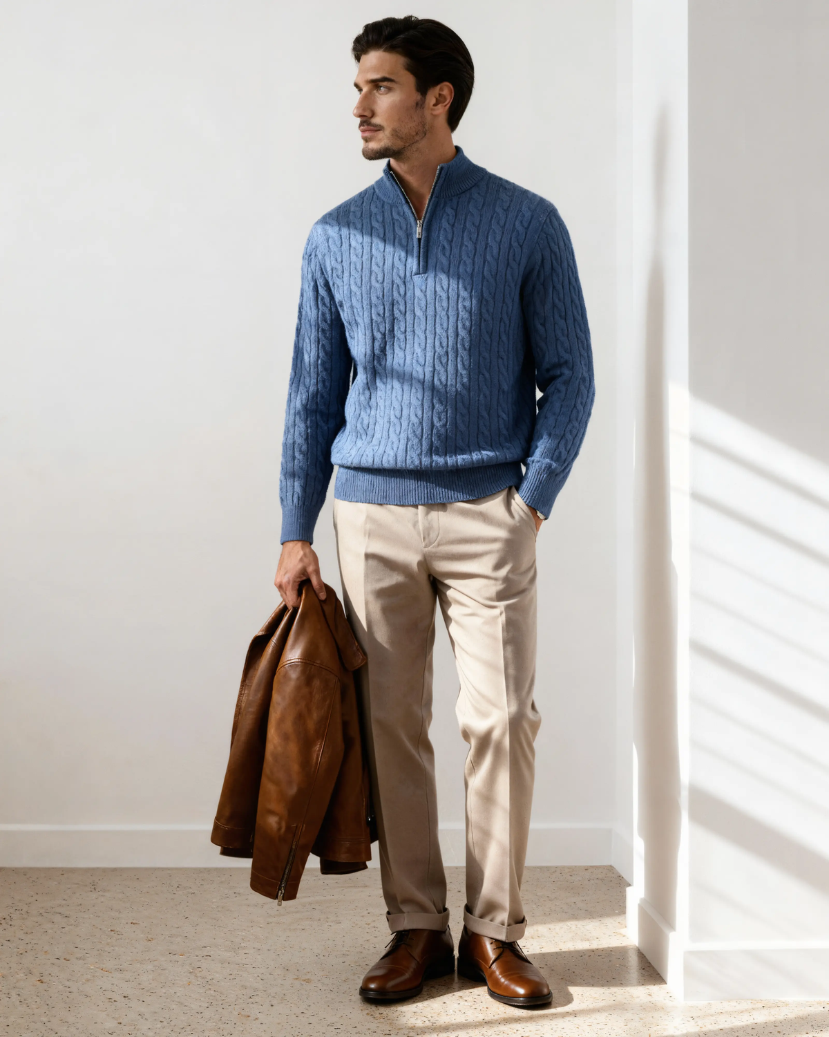 100% Woven Cashmere Half-Zip