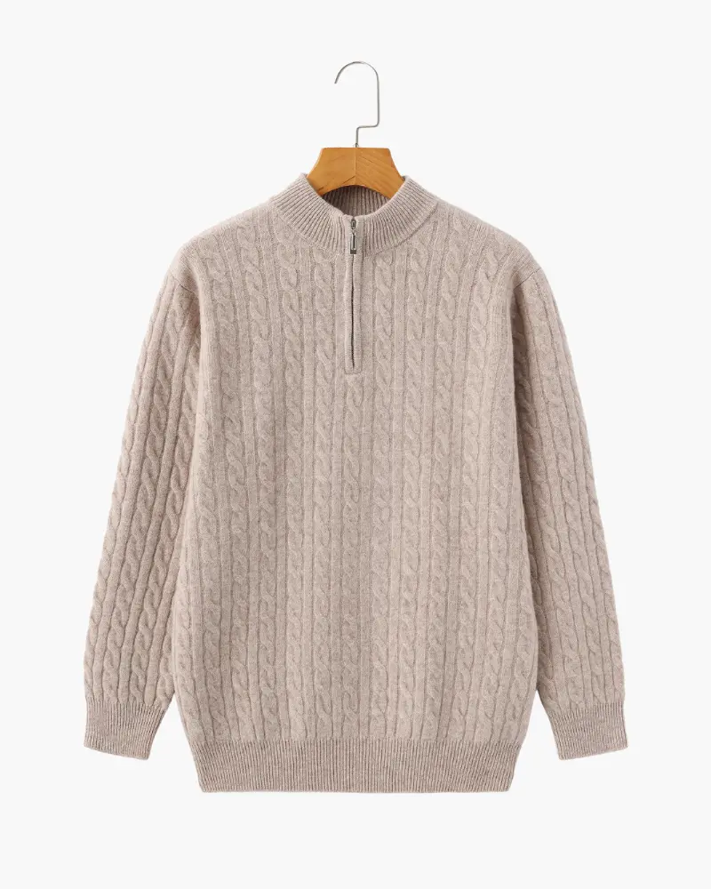 100% Woven Cashmere Half-Zip