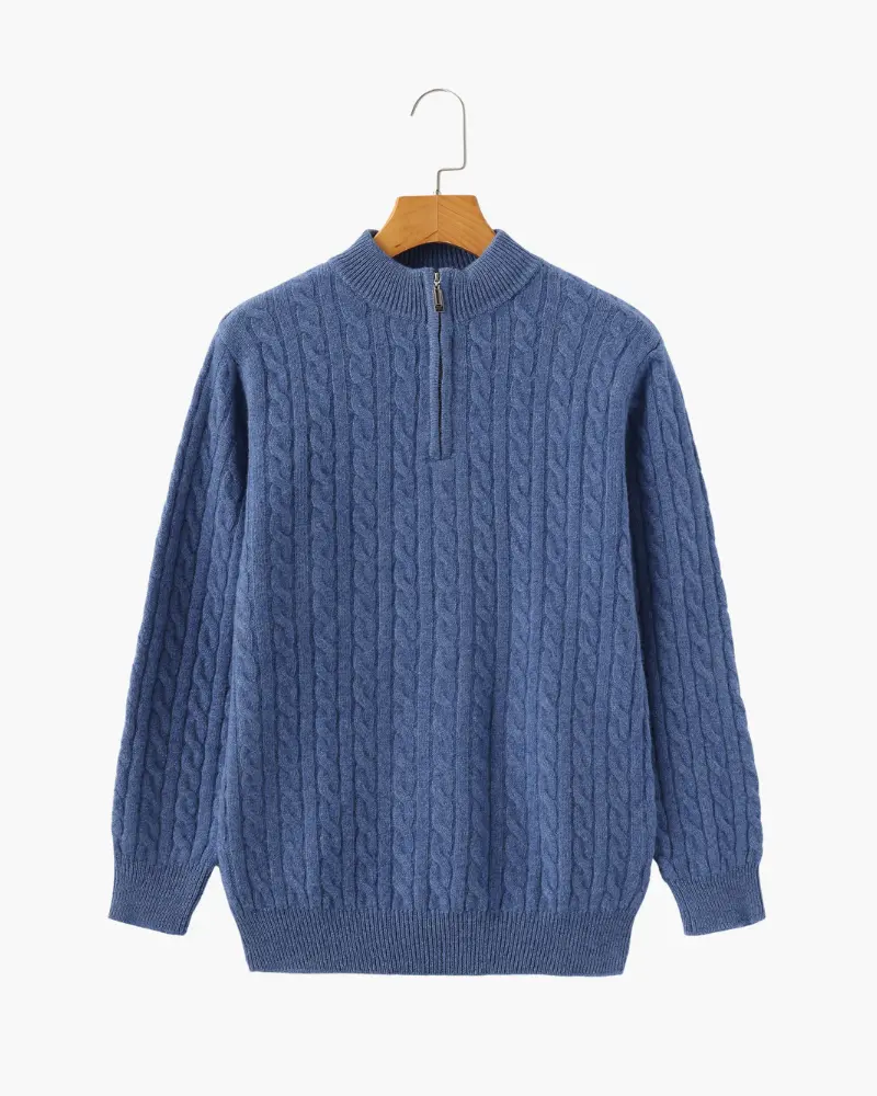 1/2 Zip en Cachemire Tissé 100%