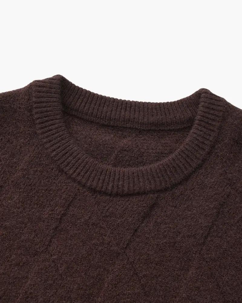 Pull à col rond en tricot diamanté