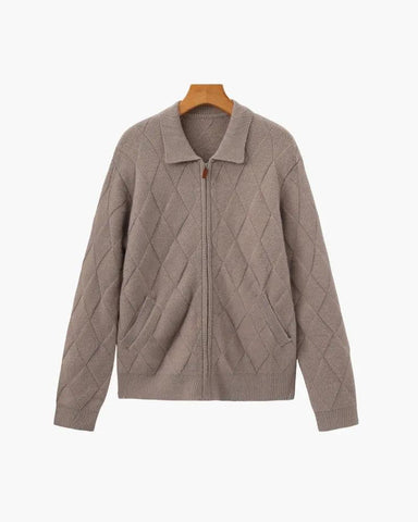 Gilet à capuche à fermeture éclair en tricot Heritage Diamond