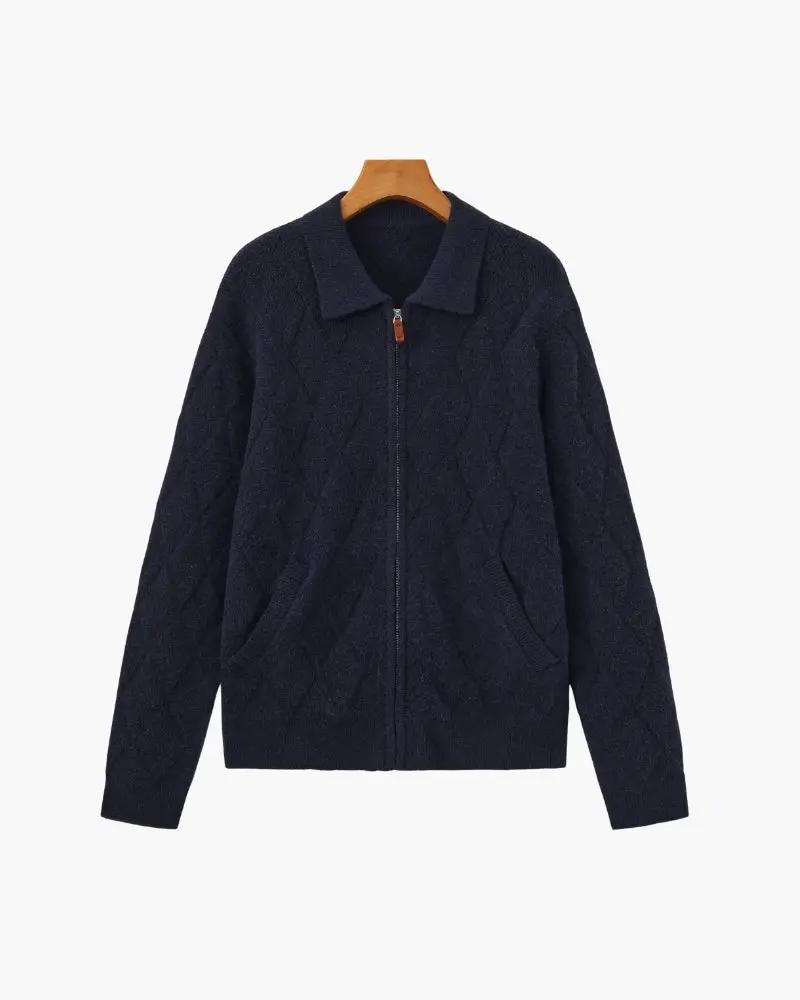 Gilet à capuche à fermeture éclair en tricot Heritage Diamond