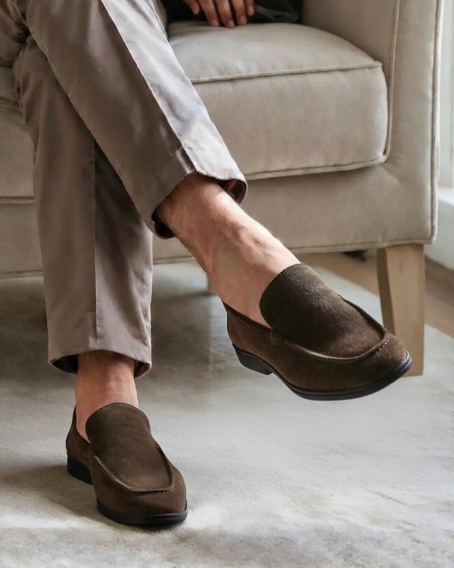 Mocassins en daim de qualité supérieure - Semelles noires
