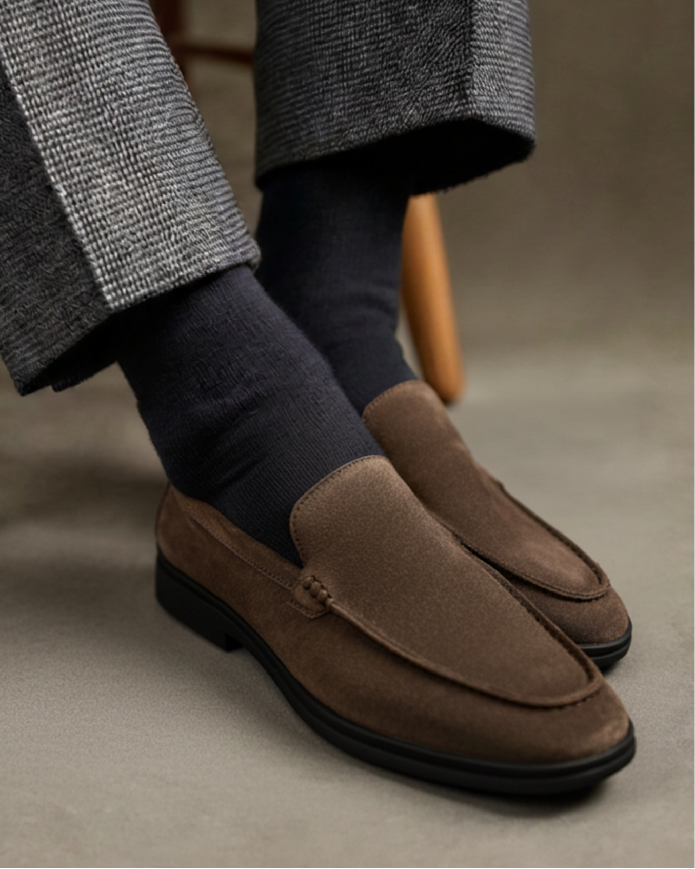 Mocassins en daim de qualité supérieure - Semelles noires